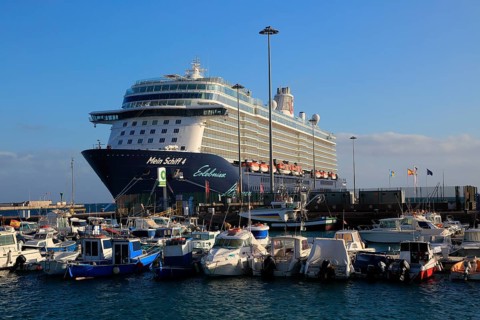 Large German cruise ship Mein Schiff 4' at Puerto del Rosario, Fuerteventura, Canary Islands,