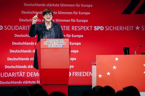 Saskia Esken, Federal Chairwoman of the SPD, recorded at the European Delegates' Conference of the