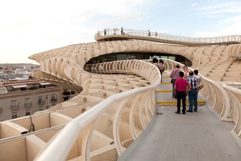 Metropol Parasol wooden structure in La Encarnación square, Seville, Spain designed by architect