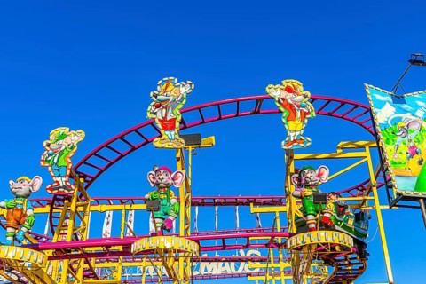 Mouse figures from the Wild Mouse ride, Oktoberfest, Festwiese, Theresienwiese, Munich, Upper