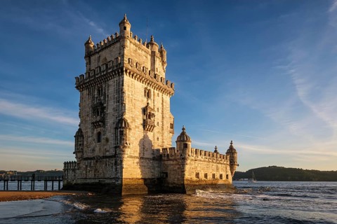 Belem Tower or Tower of St Vincent, famous tourist landmark of Lisboa and tourism attraction, on