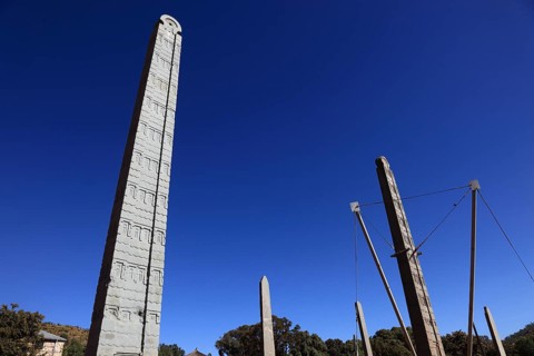 Tigray region, in the stele park of Axum, Aksum, ancient cemetery of the Axumite kings, Ethiopia,