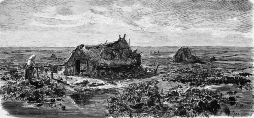 In the Frisian moor, East Frisia, Lower Saxony, Germany, peat cutting, wide plain, poverty, croft,