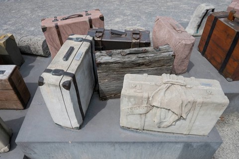 Detail of the memorial for deported Jews during the Nazi era at the DenkOrt Deportationen, 1941 to
