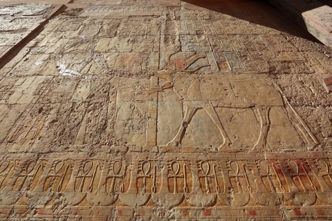 Part of the temple complex, pictorial representations, engravings on the walls, columns,