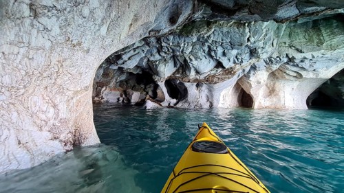 Capillas de Marmol in Lago General Carrera in Patagonia on the Carretera austral, Patagonia, Chile,