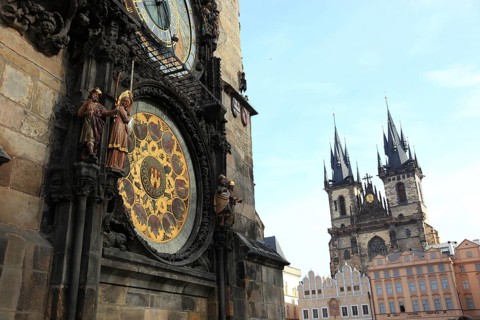 Prague Town Hall Clock, also known as the Apostle Clock or Old Town Astronomical Clock from 1410,