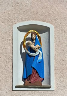 Mary and Jesus, sculpture of the Virgin Mary at the Roman Catholic parish church of St Peter and St