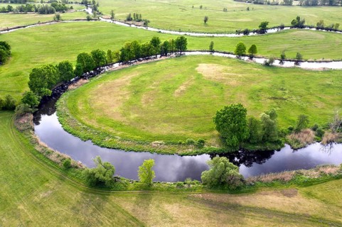 Aerial photo, natural course of the Spree, Mönchwinkel, 16 05 2023