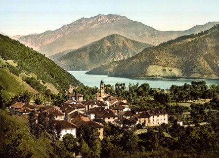 Pieve di Ledro, Lake Garda, Italy, Historical, digitally restored reproduction from a 19th century
