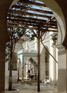 Fountain in the mosque El Kebir, Algiers, Algeria, ca 1890, Historical, digitally restored