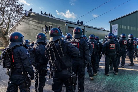 Beginning of the eviction of the Lützerath hamlet, camp of climate activists and squatters, at the