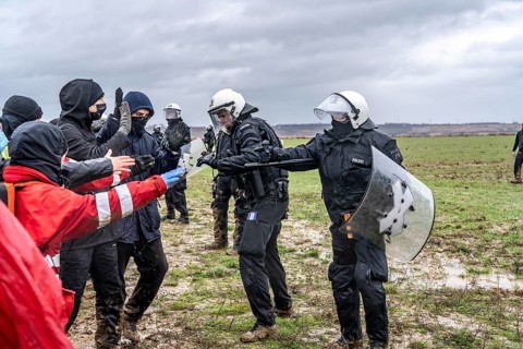 Violent clashes between thousands of demonstrators and the police, after a demonstration against