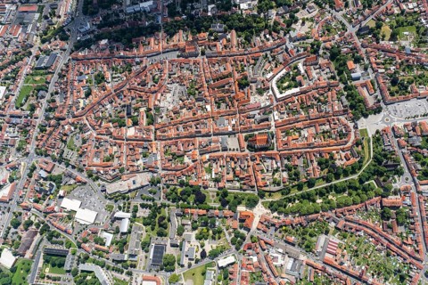 Aerial view, Mühlhausen, Thomas Müntzer City, Thuringia, Germany, Europe