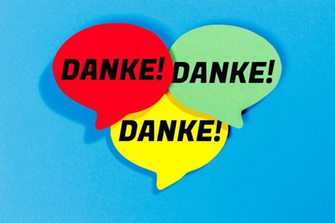 Thank you in colourful speech bubbles Communication Business Concept