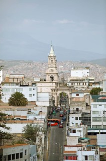 City view Arequipa, in front the cathedral, Province Arequipa, Peru, South America