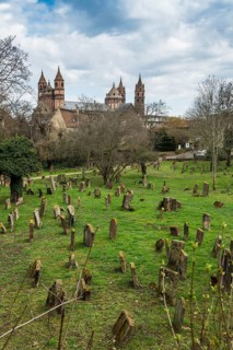 Jewish cemetery Heiliger Sand and St Peter's Cathedral, Kaiserdom, Worms Cathedral, Worms,