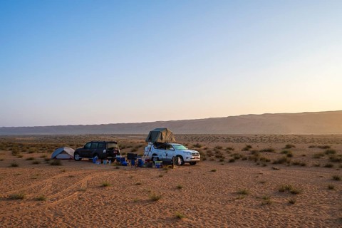 Camp in desert, sand dunes, Wahiba-Sands desert, Sharqiya sand, Oman, Asia