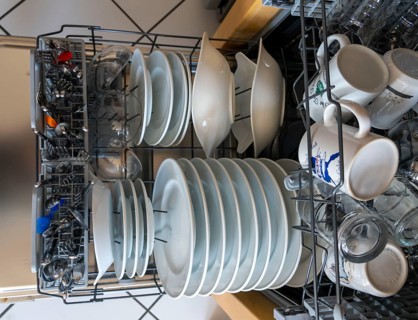 Dishwasher, full of clean crockery
