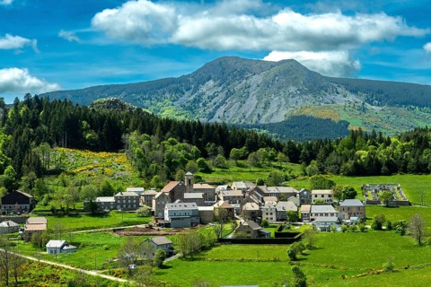 Picturesque village of Borée nestled in Monts d'Ardeche Regional Natural Park. Auvergne-Rhone-Alpes