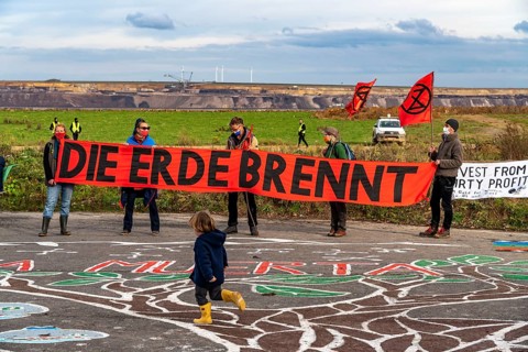 Protest action against the demolition of the village of Lützerath in the Rhenish lignite mining