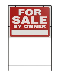 For sale by owner real estate yard sign isolated on a white background