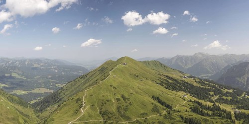 Panorama from the Kanzelwand, 2058m to the Fellhorn, 2038m, Oberallgäu, Allgäu, Bavaria, Germany,