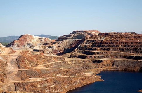 Opencast mineral extraction in the Minas de Riotinto mining area, Huelva province, Spain, Europe