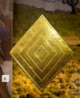 Gold lozenge-shaped sheet from the Bush Barrow chieftain burial site. With permission of Wiltshire