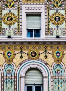 Palazzo del Governo with oriental-looking golden mosaic tiles, Piazza Unità d'Italia in the heart