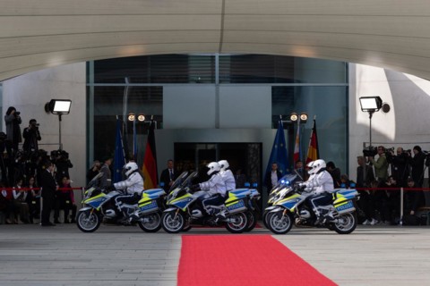 Police escort for Ferdinand Marcos Jr (not pictured), President of the Republic of the Philippines,