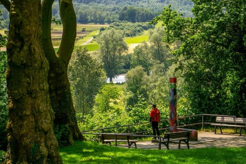 Stadtgarten Steele, viewpoint Essener Aussichten, into the Ruhr Valley to Essen-Überruhr, Essen