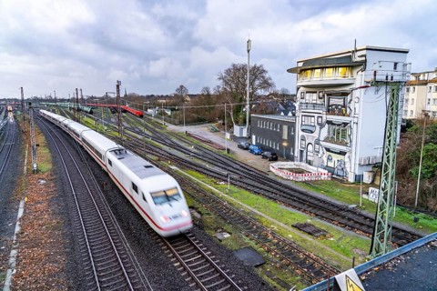 The Deutsche Bahn AG signal box in Mülheim-Styrum, controls train traffic on one of the busiest