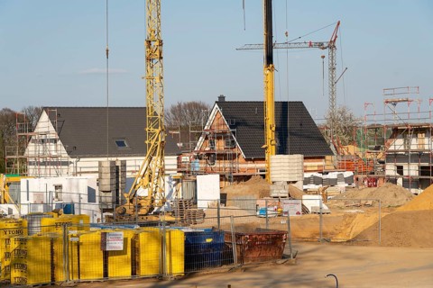 New development area, Am Schwan, in Wesel, where 70 detached and semi-detached houses are being