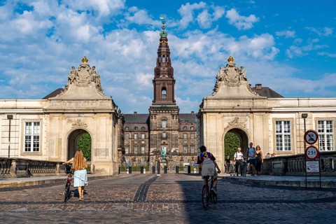 Christiansborg Palace, seat of the three heads of state of the Kingdom of Denmark. Copenhagen,
