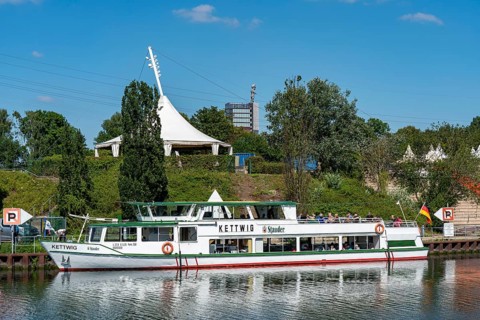 The Nordsternpark, former site of the Nordstern colliery, landing stage, ship of the White Fleet