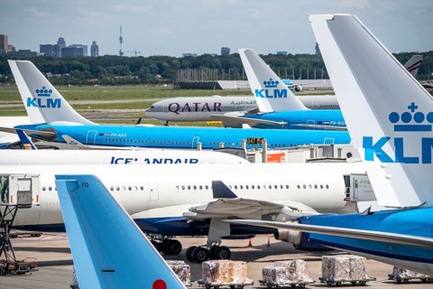 Amsterdam Schiphol Airport, aircraft at terminal, Gates D, check-in, apron, Amsterdam, Netherlands