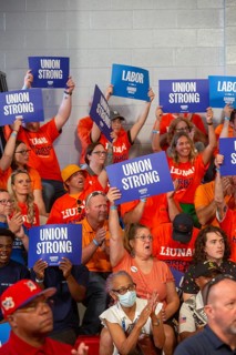 Detroit, Michigan, USA, 2 September 2024, Union members attended a Kamala Harris campaign rally on