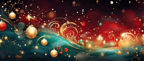 Abstract wallpaper illustration of Christmas symbols for gift cards, swirling shapes and lines, in