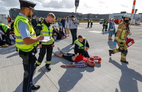 EASA emergency exercise at BER Airport, emergency services rehearsed an emergency in the aviation