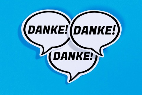 Thank you in speech bubbles communication business concept