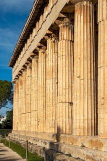 Doric colonnade of the Temple of Hephaestus, Ancient Agora of Athens, Greece, Europe