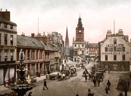 High Street, Dumfries, Scotland, Historic, digitally restored reproduction from a 19th century
