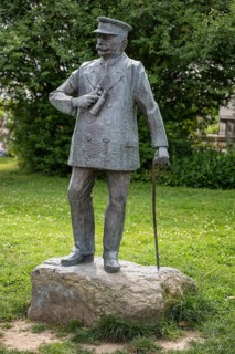 Bronze statue of Ferdinand Graf von Zeppelin, inventor and founder of airship travel, born on 8