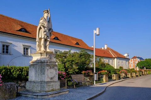 Lumberyard, St Florian from 1782, Loisbach bridge, Loisbach, Langenlois, Waldviertel, Lower