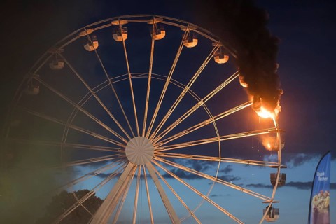 Ferris wheel catches fire at the Highfield Festival on Friday, Störmthaler See, 17.08.2024