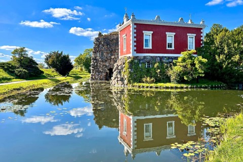 Stein Island with artificial volcano, Villa Hamilton, Dessau-Wörlitz Garden Kingdom, Unesco World