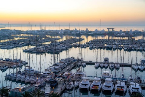 Palma de Majorca, Bay of Palma, marina Port de Majorca, sailing boats and motor yachts Balearic