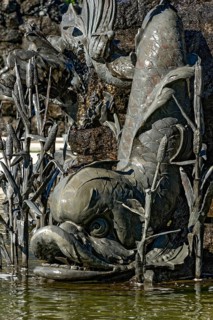 Gargoyle, fish, animal figure, Fortuna fountain, Fortuna fountain, fountain, water parterre, castle