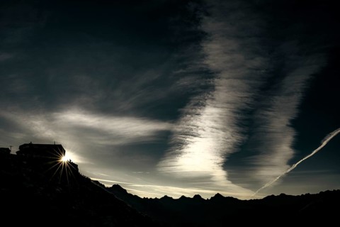 Carschina hut at sunrise, Tschagguns, Rätikon, Montafon, Vorarlberg, Austria, Europe